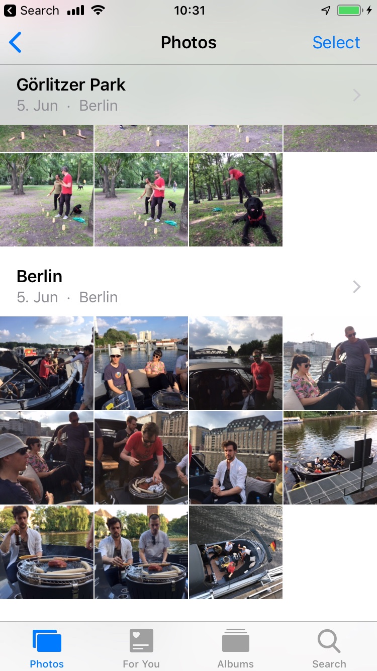 The iOS camera roll offers a more natural way of representing documents: all of the item’s space is given to a small version of the photo. The filename (e.g. “IMG_4879.JPG”) does not appear anywhere.